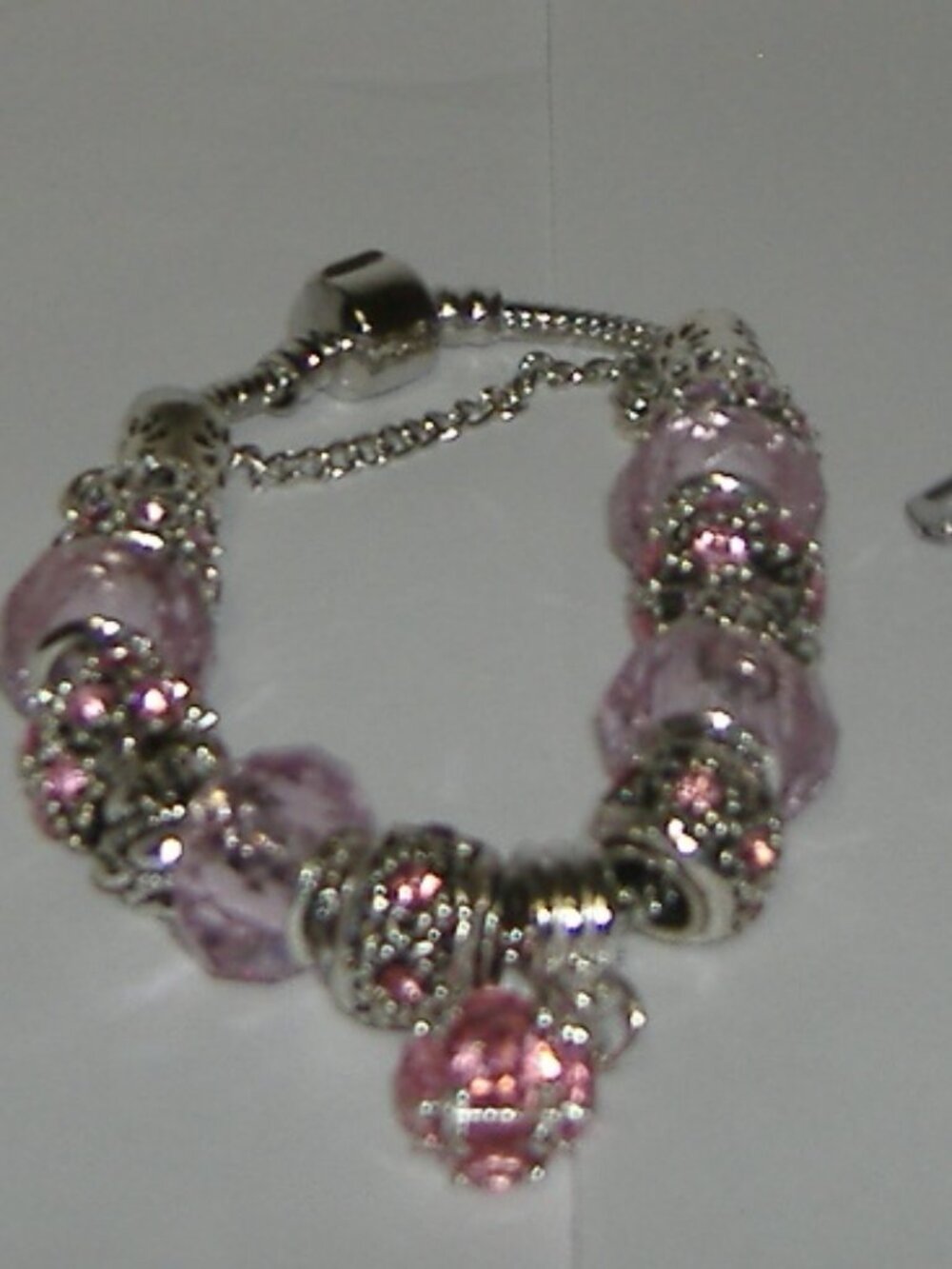 Sterling Silver Open Bangle for Women, Vintage Carved Pink Enamel Bracelet,